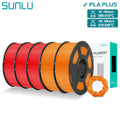 Sunlu 5kg PLA+ 3D Printer Filament, 1.75mm, Neatly Wound – 3Red 2Orange