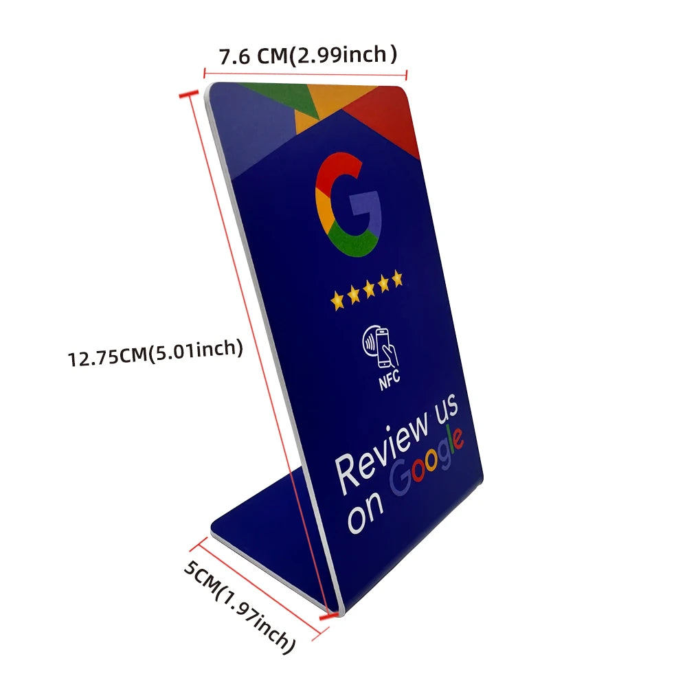 NFC 215 Programmable Google Review Stand and Card for Business – Blue-Q