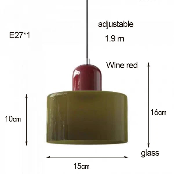 Modern Glass Pendant Light for Bedroom and Dining – E27 Corded Lamp – Brownish green