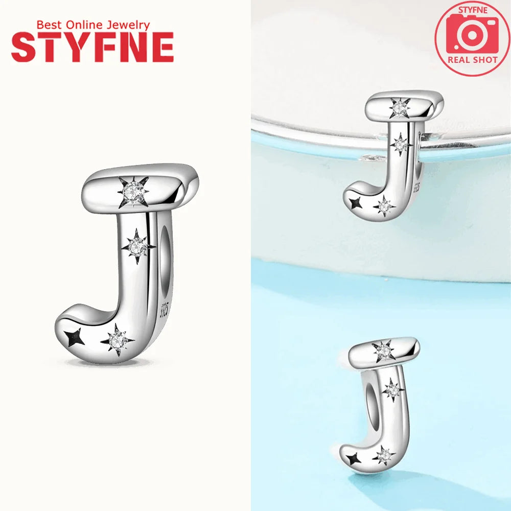 925 Silver Letter Charm with Zircon for Bracelet Jewelry Making – GYC1957-J