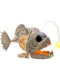 Halloween Skeleton Lantern Fish with LED Eyes, 10.2" x 5.5" x 3" – Skeleton Fish