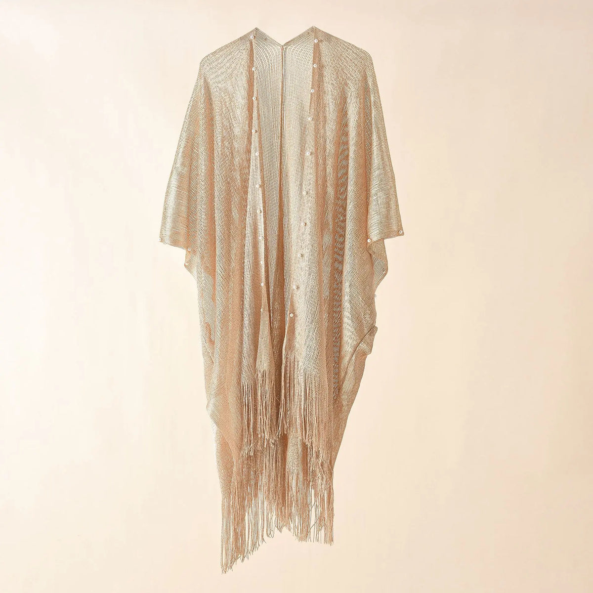 Transparent Chiffon Beach Cardigan with Pearl Buckle - One Size – F