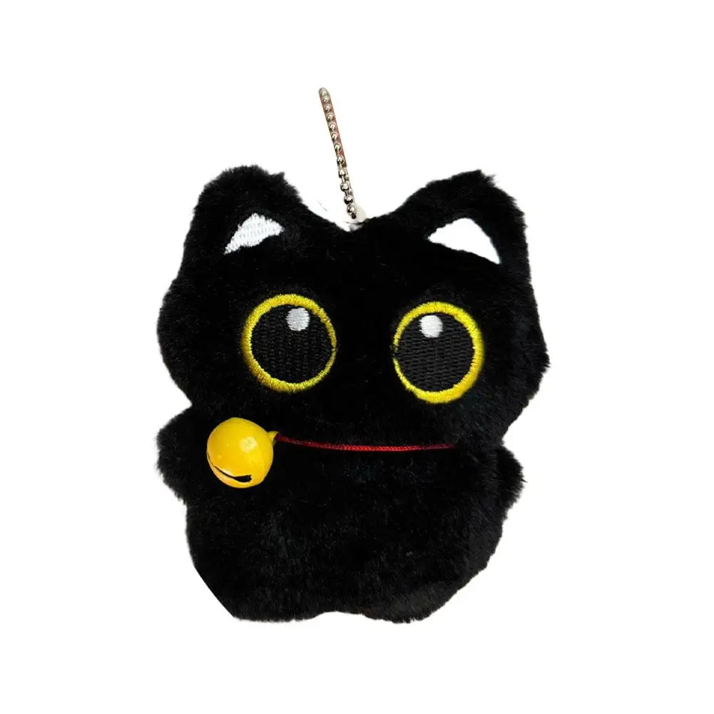 Black Cat Plush Toy Keychain, 10cm Soft PP Cotton Pendant – F