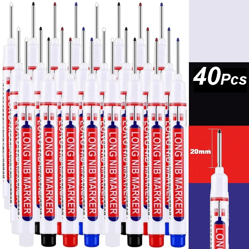 2cm Long Head Waterproof Deep Hole Marker Pens for Woodworking – 40PCS - 4colorMix-1