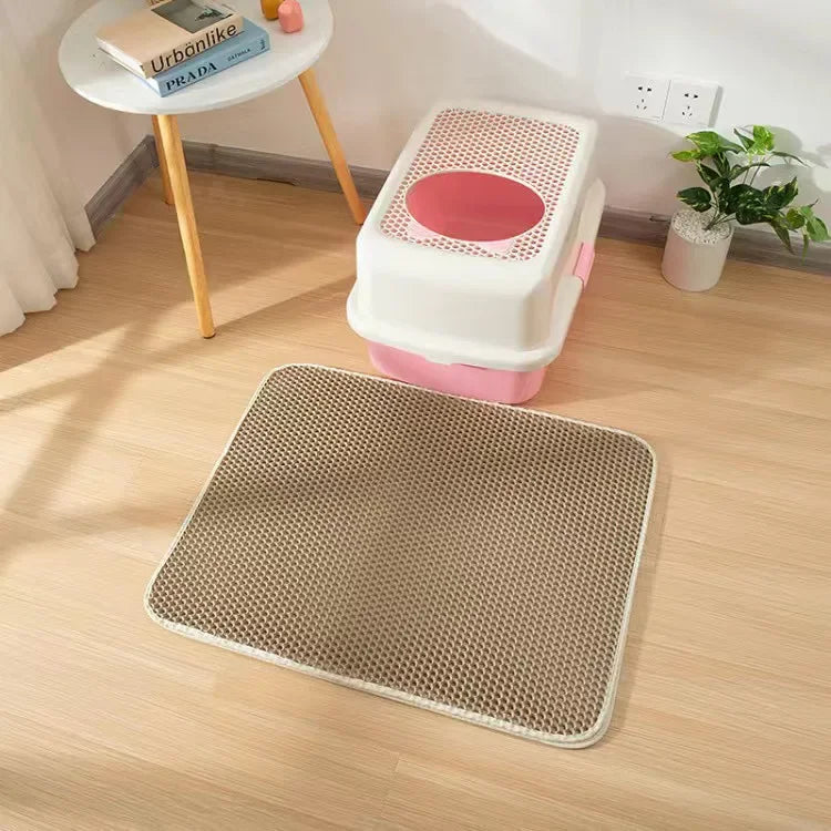 Double-Layer Waterproof Cat Litter Mat, Non-Slip Pet Sand Trap Pad – Khaki