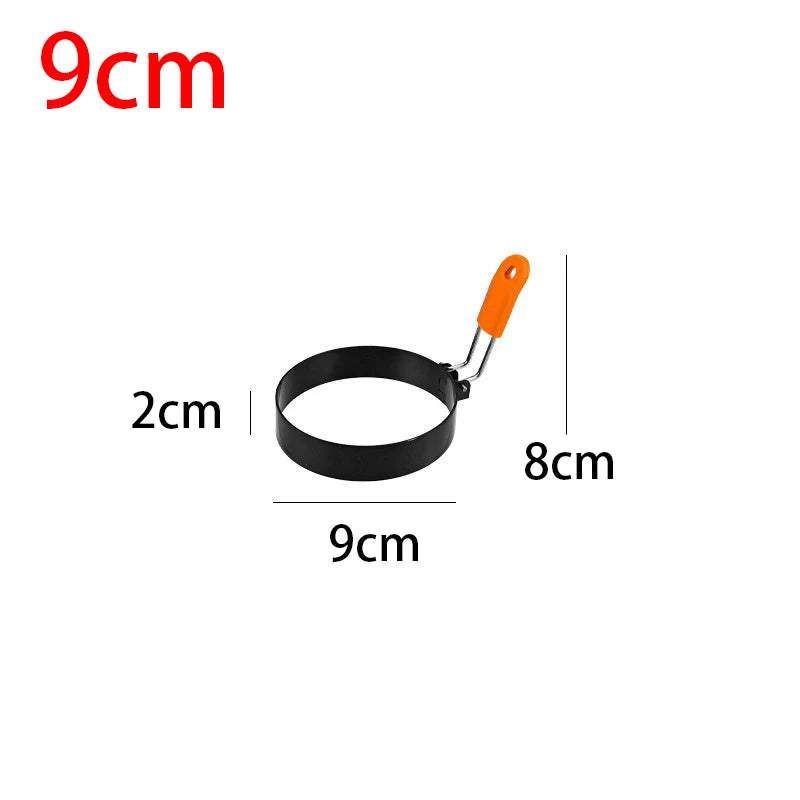 Stainless Steel Fried Egg Ring with Heat-Resistant Foldable Handle – 9cm