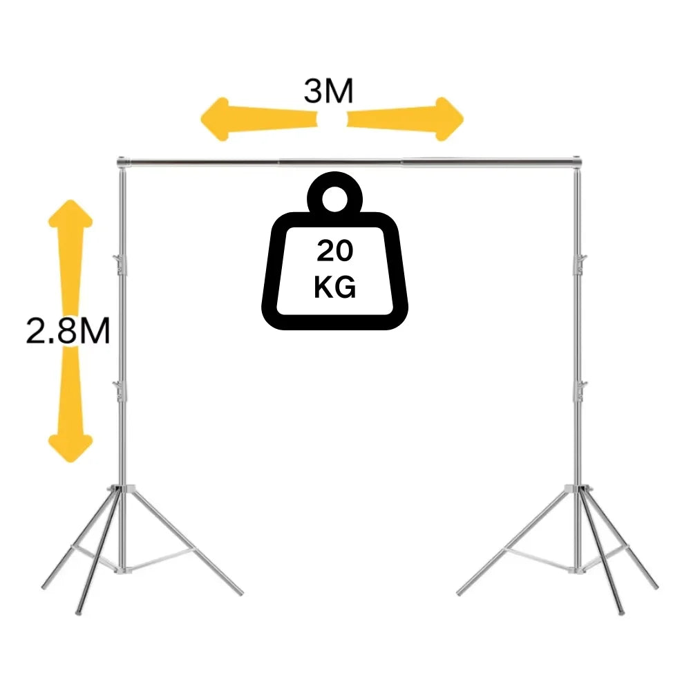 Adjustable Photography Background Stand, 2.7x3.4m Support System – Silver 2.8X3M