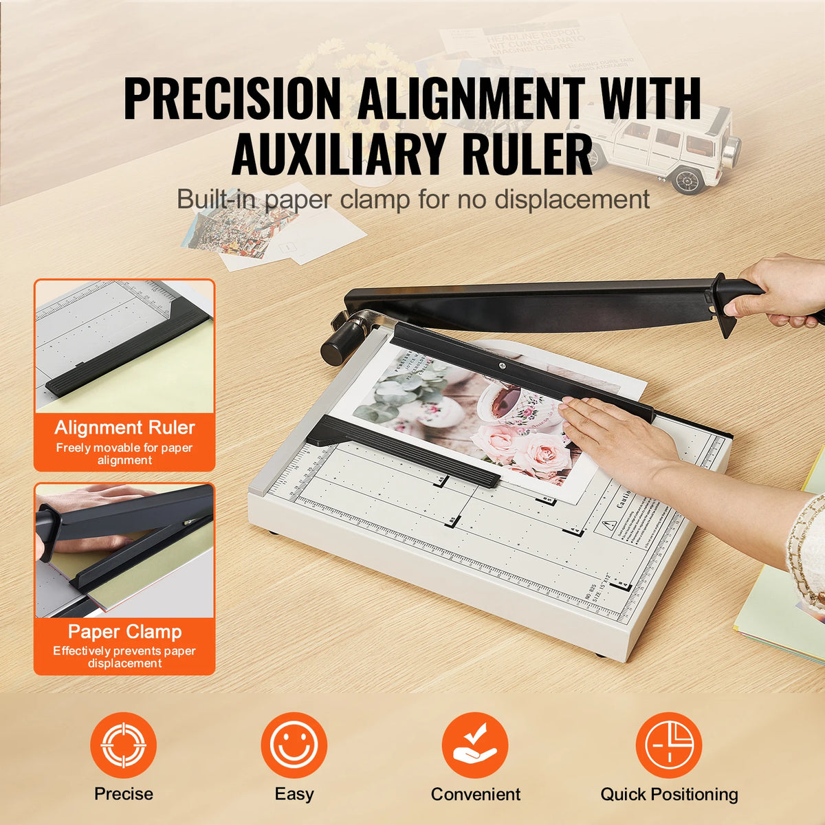 SucceBuy Paper Cutter Guillotine Trimmer 15"/18" Cut Length 16/20 Sheets Capacity Heavy Duty Paper Cutter for Home Office – view 2
