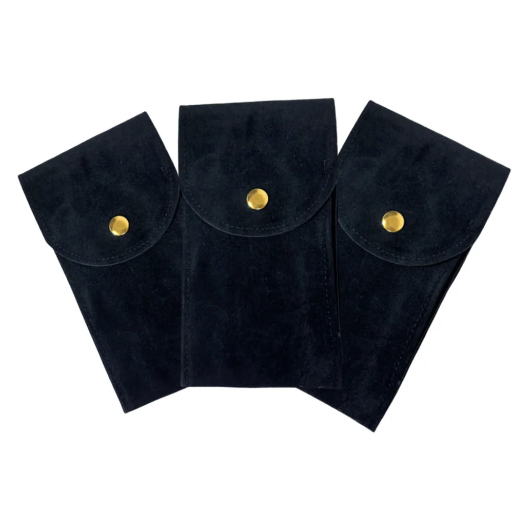Embers Flannelette Watch Travel Storage Case, 13x7cm – 3Pcs-Black