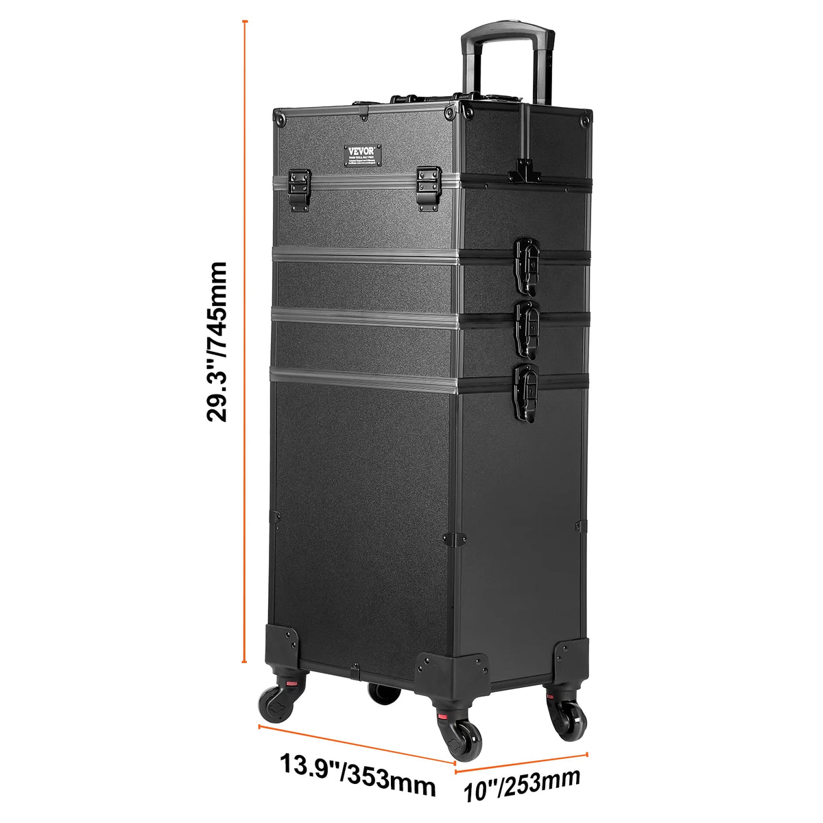 Professional Rolling Makeup Train Case with LED Mirror and Workbench – Type B