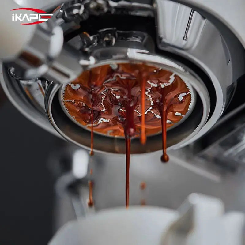 Espresso extracting through a beehive filter basket in a portafilter