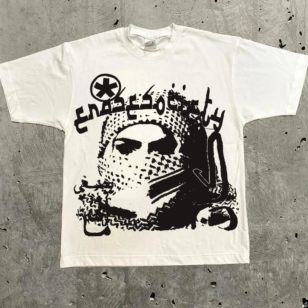 Oversized Harajuku Letter Graphic Cotton T-Shirt, Unisex Casual Tee – XL