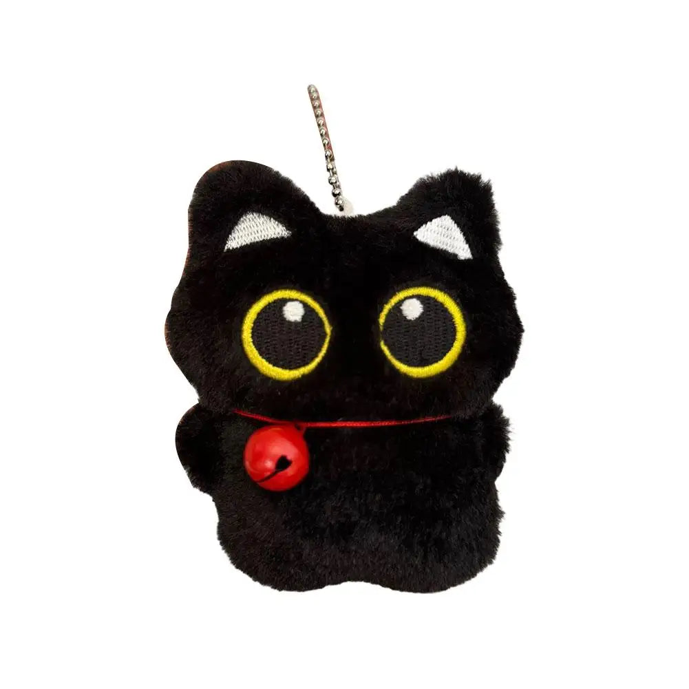 Black Cat Plush Toy Keychain, 10cm Soft PP Cotton Pendant – E