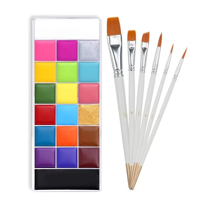 Professional Face & Body Paint Palette, 12 or 20 Color Oil-Based Set – 20 Colors 2pcs-A
