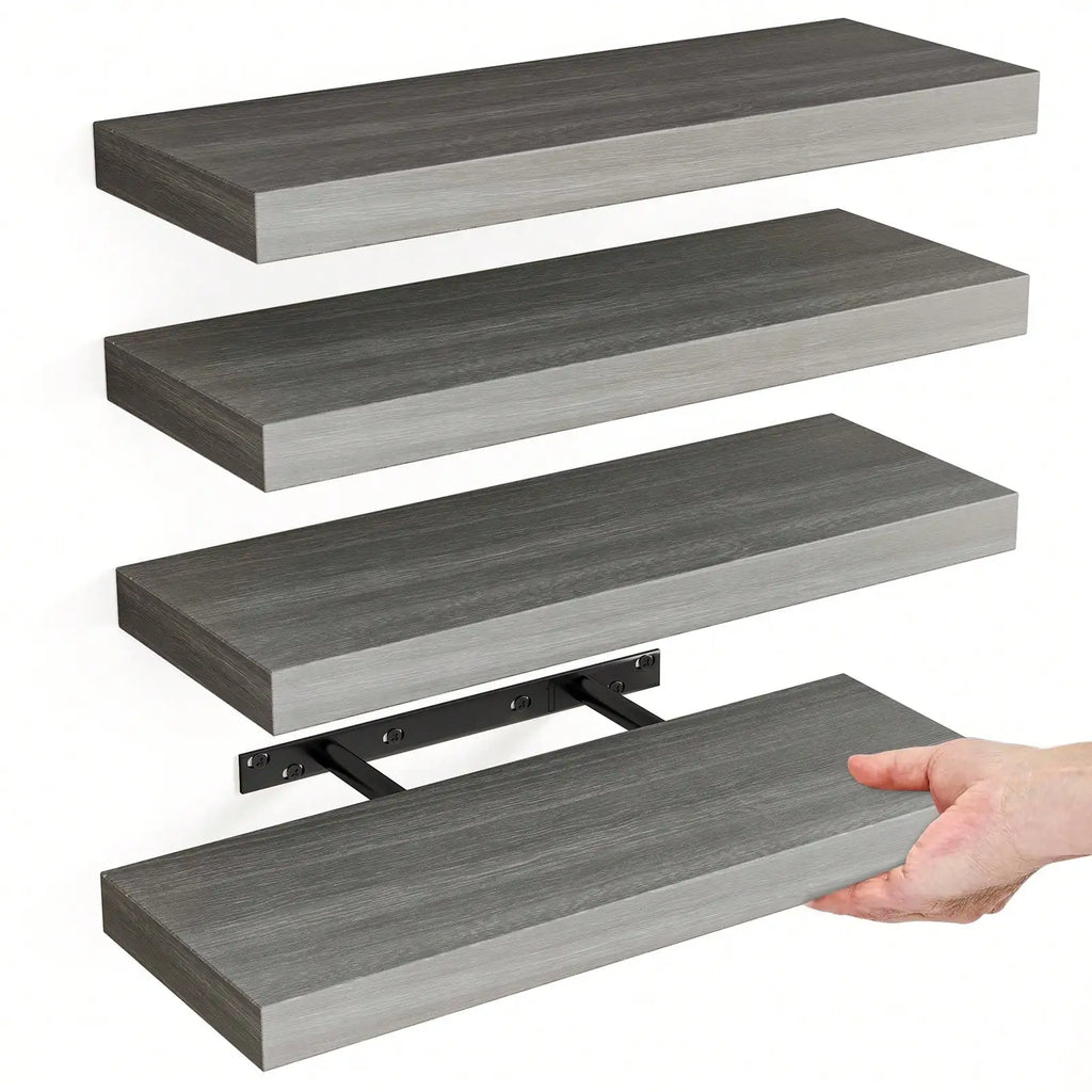 4-Pack 15.8-Inch Floating Wall Shelves, MDF Wood Storage – 4pcs grey