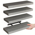 4-Pack 15.8-Inch Floating Wall Shelves, MDF Wood Storage – 4pcs grey