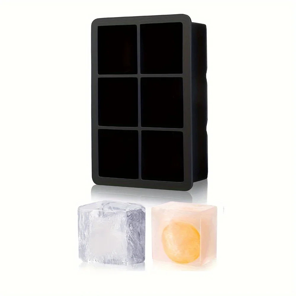 6-Grid Silicone Ice Cube Mold Tray for Cocktails and Drinks – 6 grid-square
