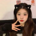 Three-Dimensional Cat Ear Plush Hair Clips, Set of 2 – Black