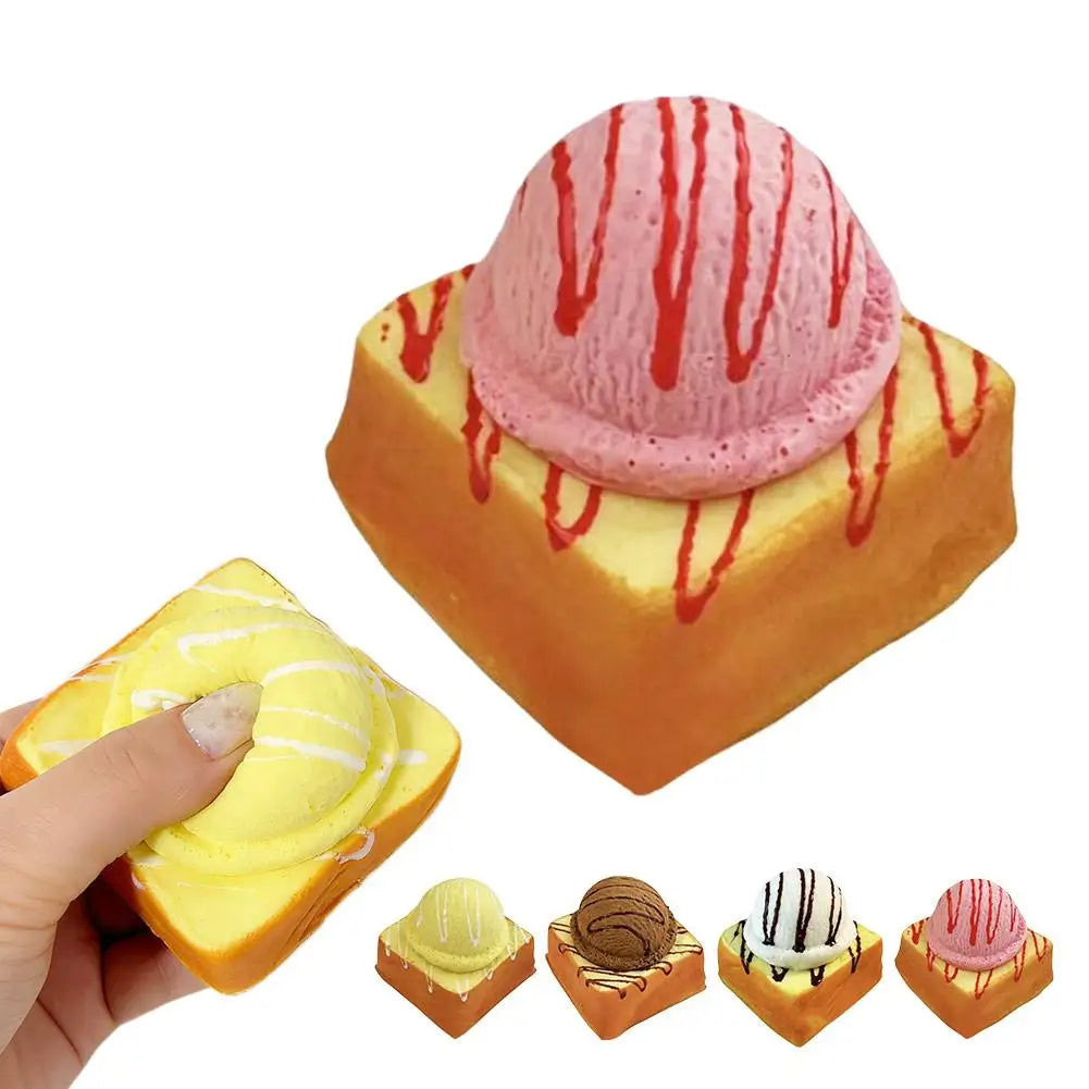 Bread Ice Cream Squeeze Toy, 7x7 cm Slow Rising PU Foam Sensory Relief – A