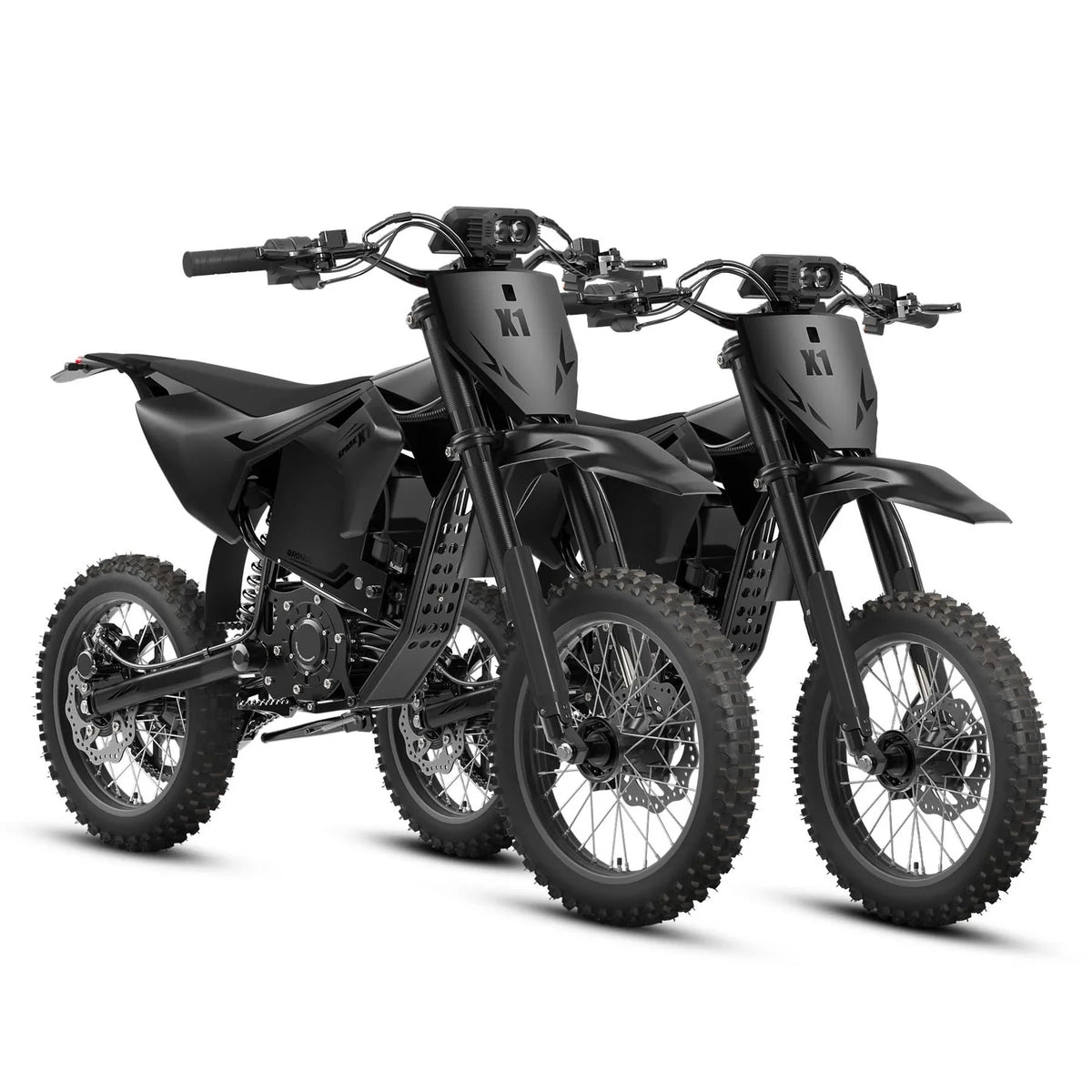 Qronge X1 Spark Electric Dirt Bike, 4500W Motor, 60V 28.8Ah Battery – Black 2 Pack