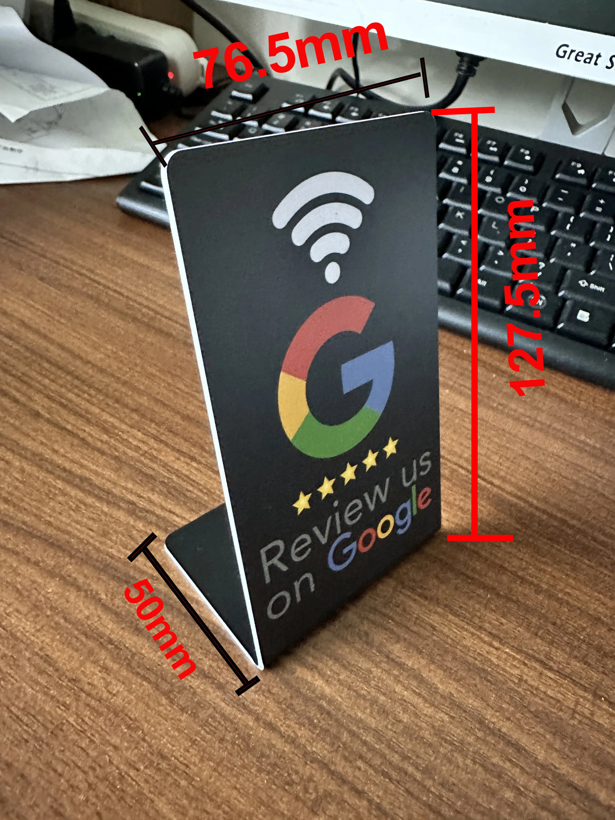 NFC 215 Programmable Google Review Stand and Card for Business – Black-B