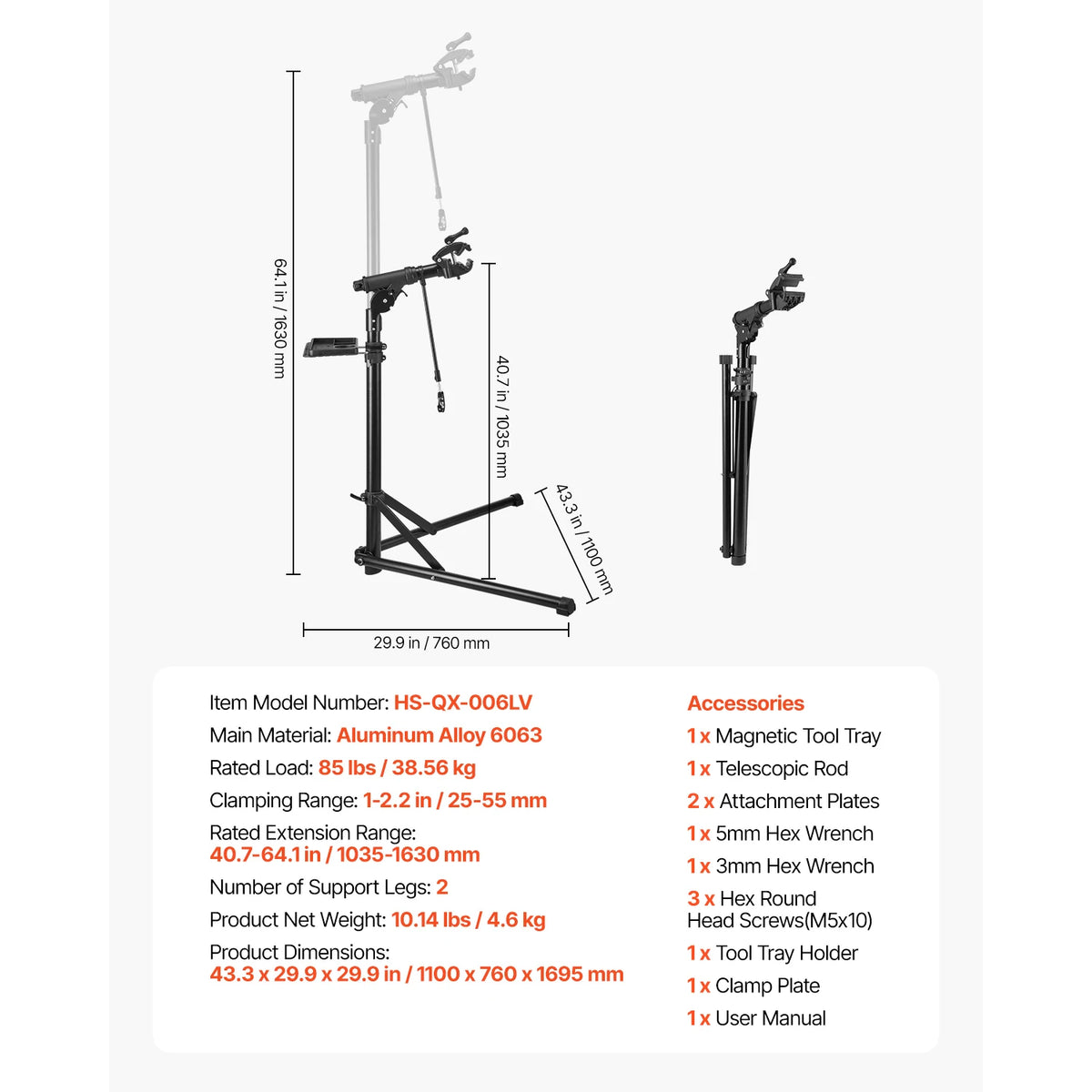 SucceBuy Foldable Bike Repair Stand with Adjustable Clamp – aluminum alloy 85lb