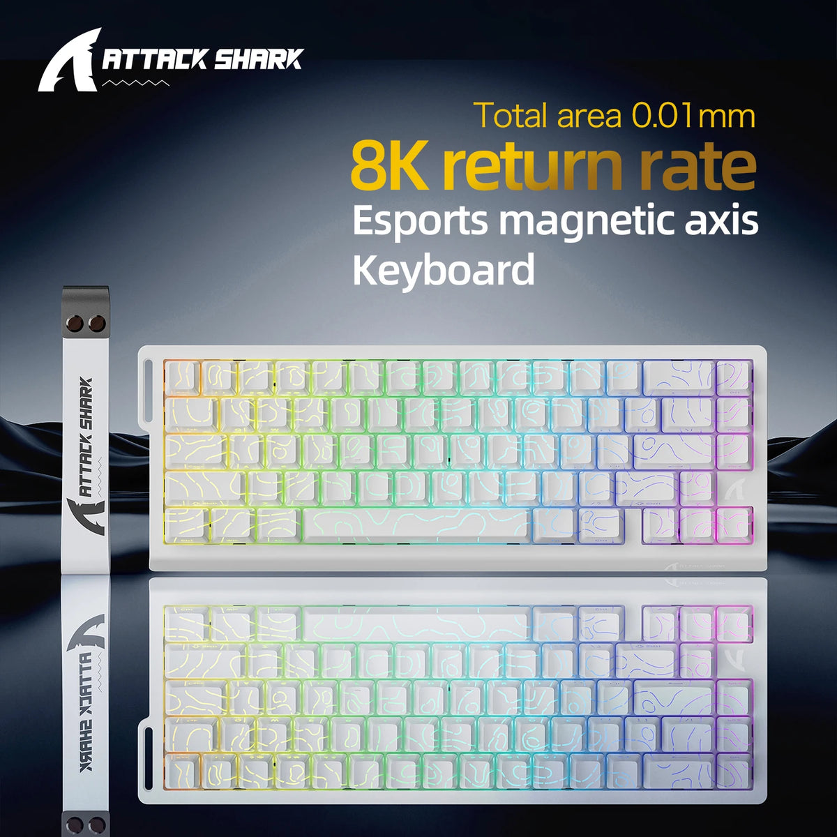 Attack Shark X68 HE 60% Magnetic Switch Keyboard with Rapid Trigger – White Contours