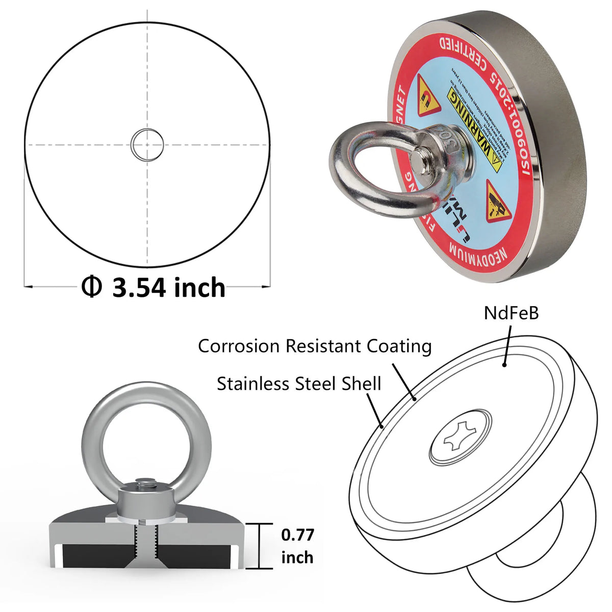 Neodymium Salvage Magnet Kit for Magnetic Fishing and Treasure Hunting – 400KG