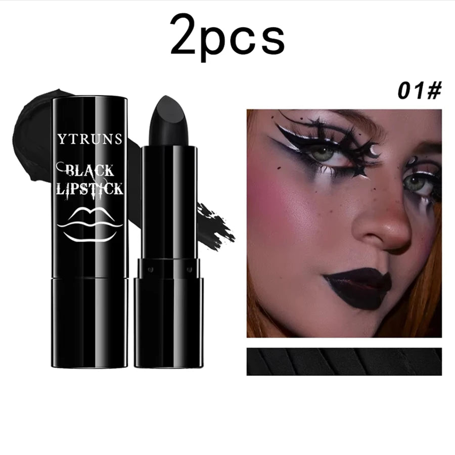 Ytruns Matte Black Lipstick, Waterproof Long-Lasting Dark Makeup – 2pcs