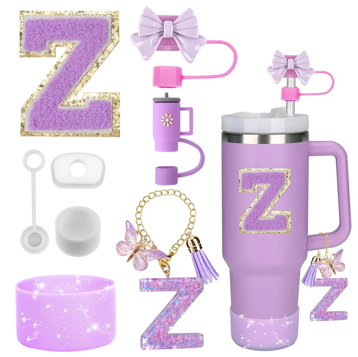 8-Piece Purple Silicone Accessory Set for 30oz and 40oz Tumblers – Z-Purple-8pcs
