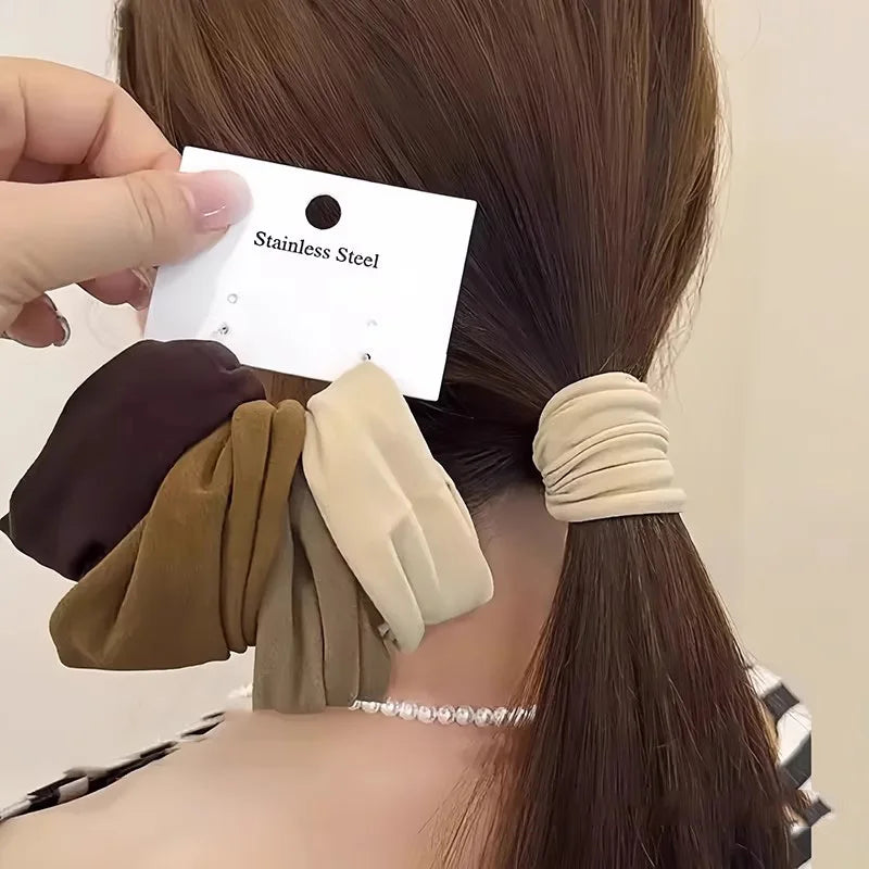 Solid High-Stretch Widen Scrunchie Set, 4.5 cm Diameter – 4pcs 1
