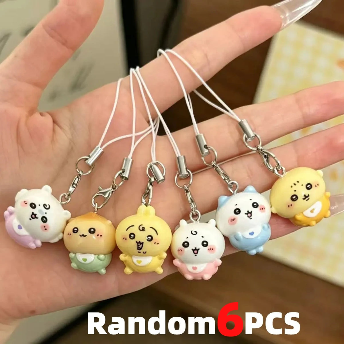 36-Piece Chiikawa Resin Mini Charms for Phone, Keychain, and Backpack Decor – Random 6PCS