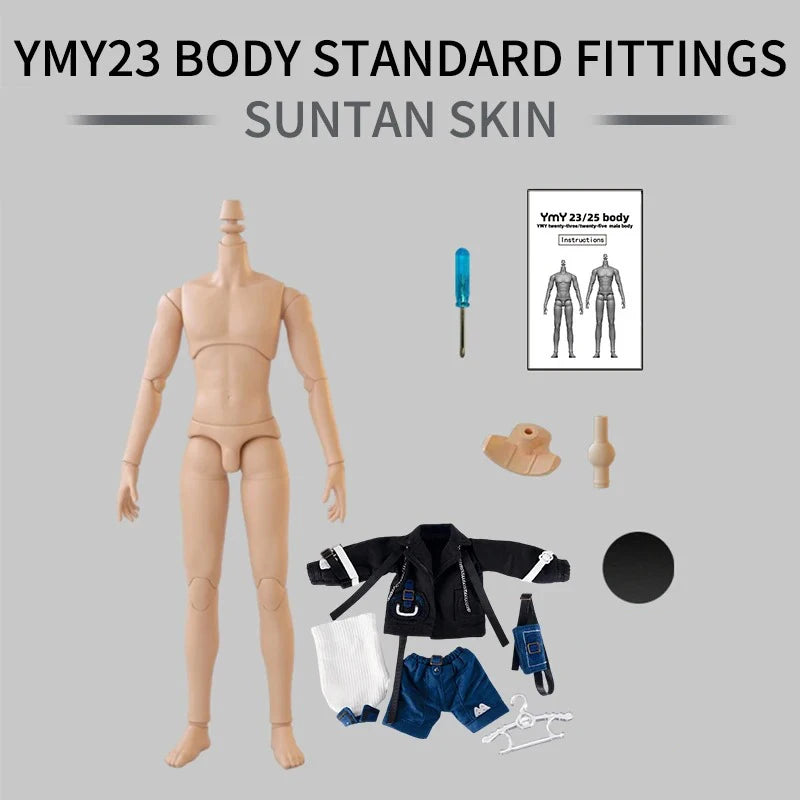 YMY 23cm or 25cm Male Doll Body PVC Jointed Replacement Body – YMY23 suntan B