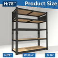 5-Tier Adjustable Metal Shelving Unit with Pegboard Panel System – 78H(With Pegboard)