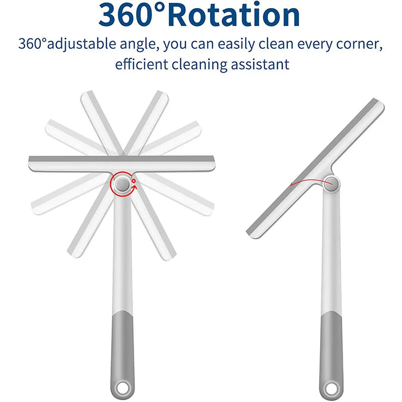 Diagram showing the 360-degree rotation mechanism of a window squeegee