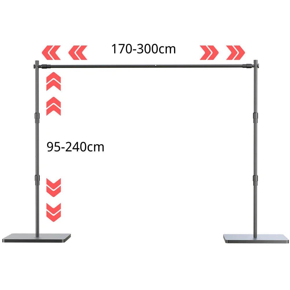 Adjustable Photography Background Stand, 2.7x3.4m Support System – All Metal 2.4x3M