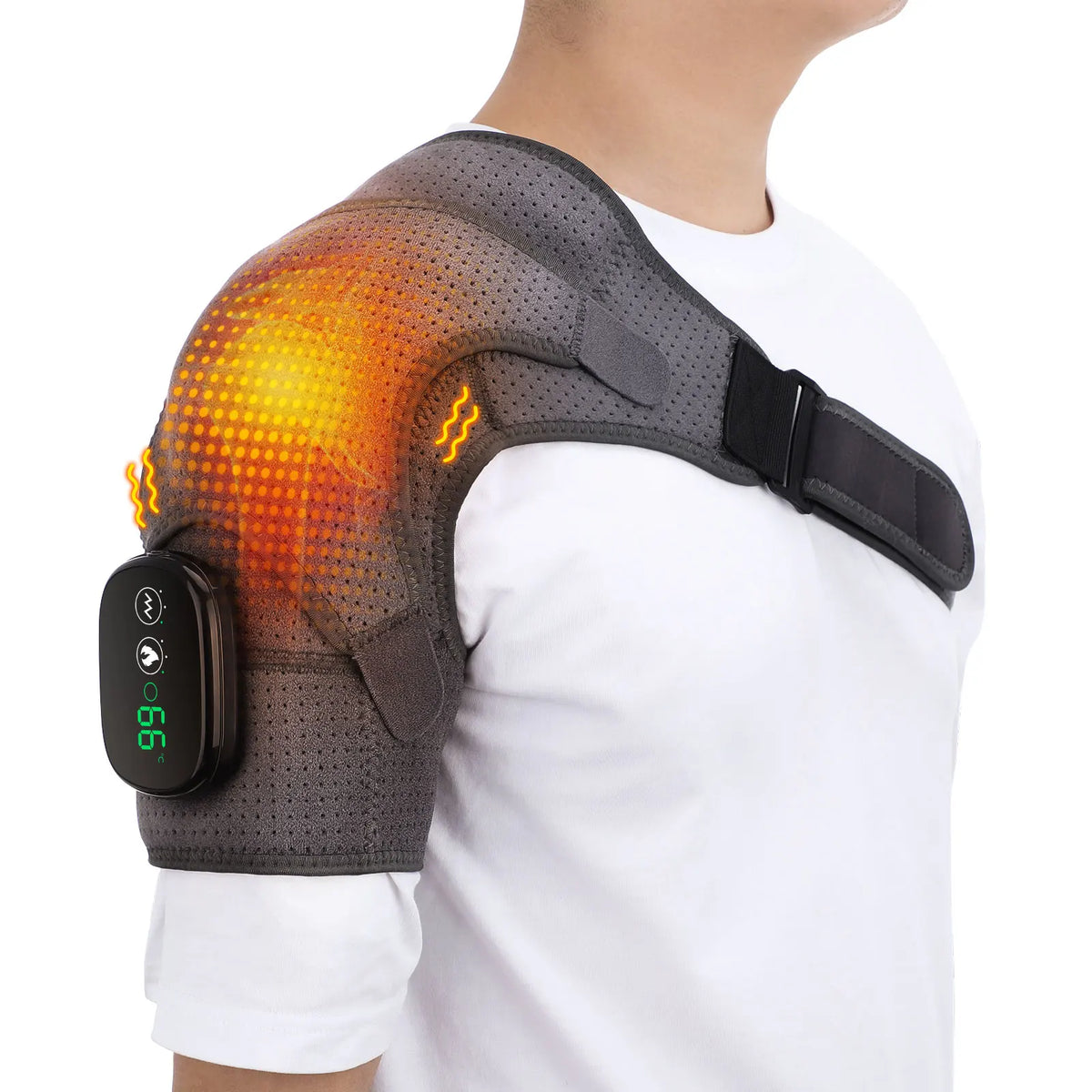 Electric Heating Shoulder Massager with Vibration and Rechargeable Battery – Shoulder-Gray