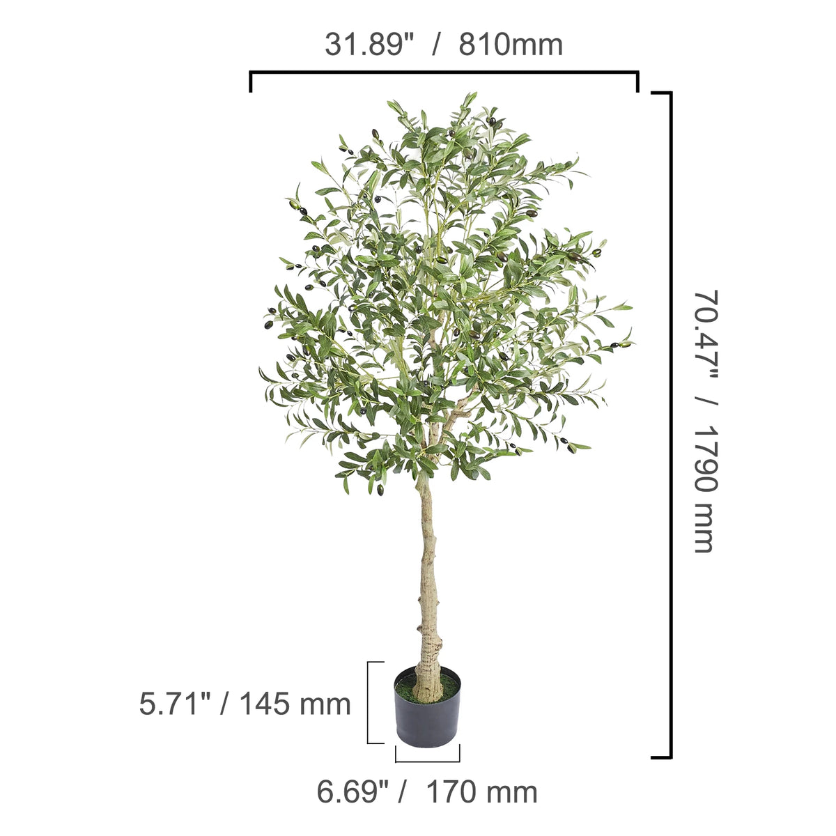 SucceBuy Artificial Olive Tree, 4–6FT Tall PE Faux Plant – 6ft Type2