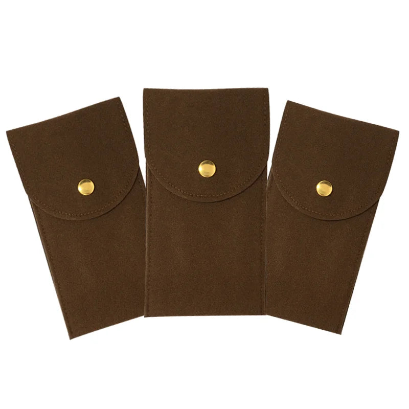 Embers Flannelette Watch Travel Storage Case, 13x7cm – 3Pcs-Brown