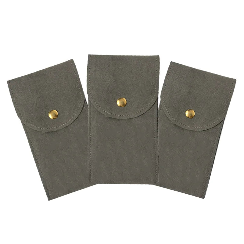 Embers Flannelette Watch Travel Storage Case, 13x7cm – 3Pcs-Gray