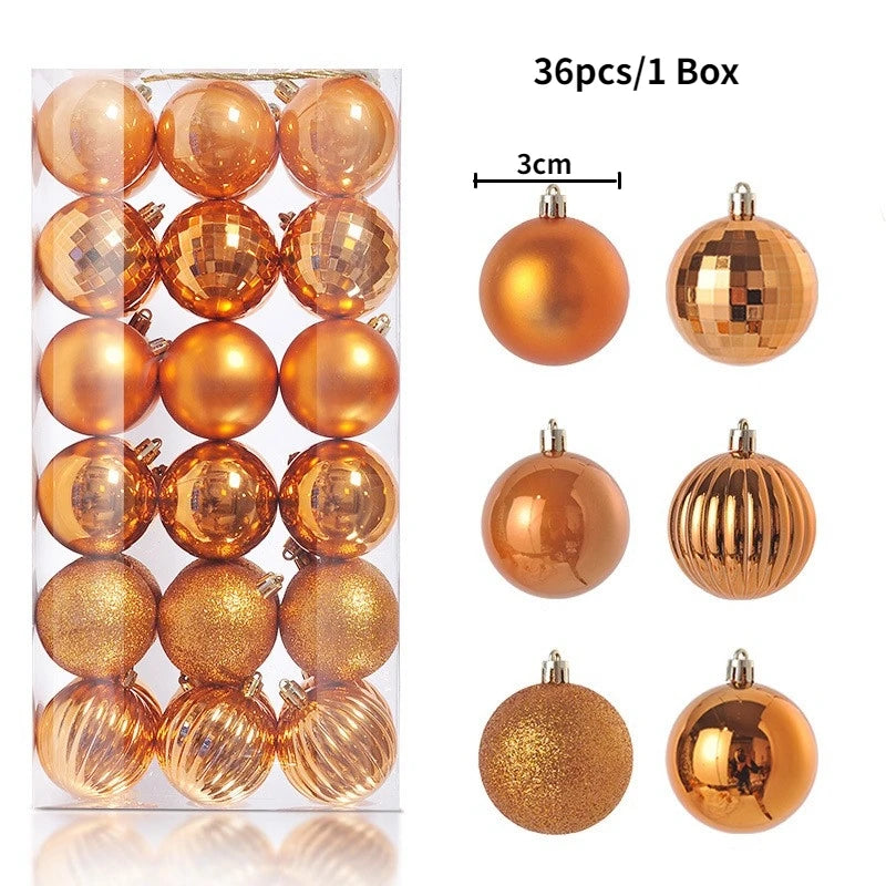 Christmas Tree Ornament Ball Set, 3cm Hanging Decorations (24/36 Pack) – 36pcs Orange