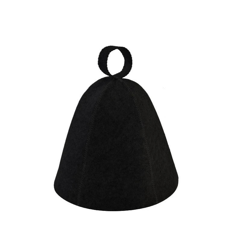 Thick Wool Felt Sauna Hat and Hair Turban, 27.6 inch Diameter – Black