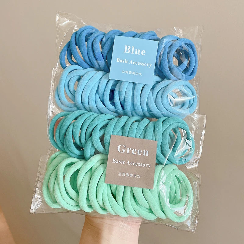 50PCS Seamless Elastic Hair Bands, Cotton Ponytail Holders for Women – DE