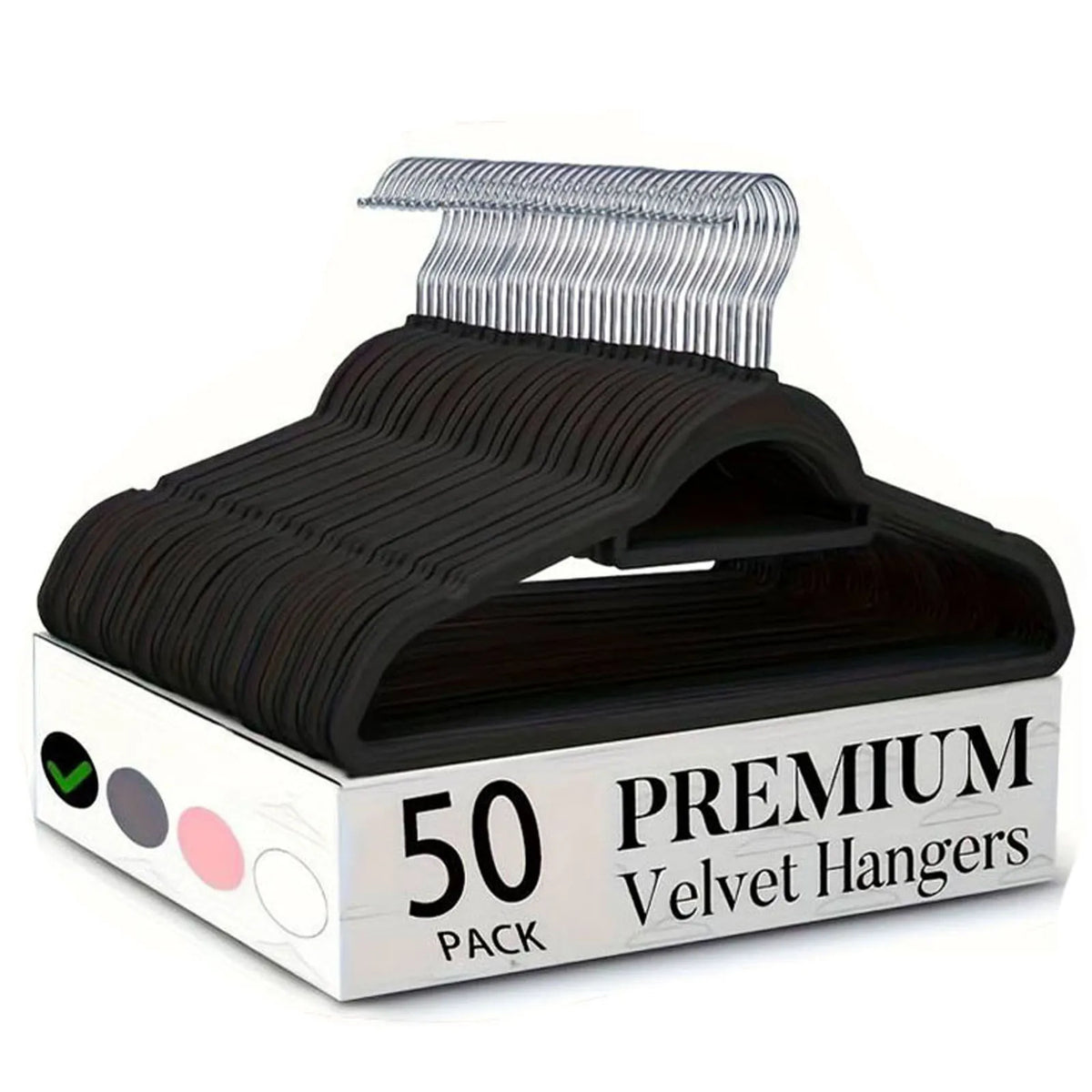 Non-Slip Velvet Flocked Clothes Hangers, Slim 360° Rotating Hook – Black