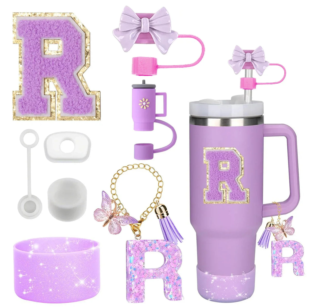 8-Piece Purple Silicone Accessory Set for 30oz and 40oz Tumblers – R-Purple-8pcs