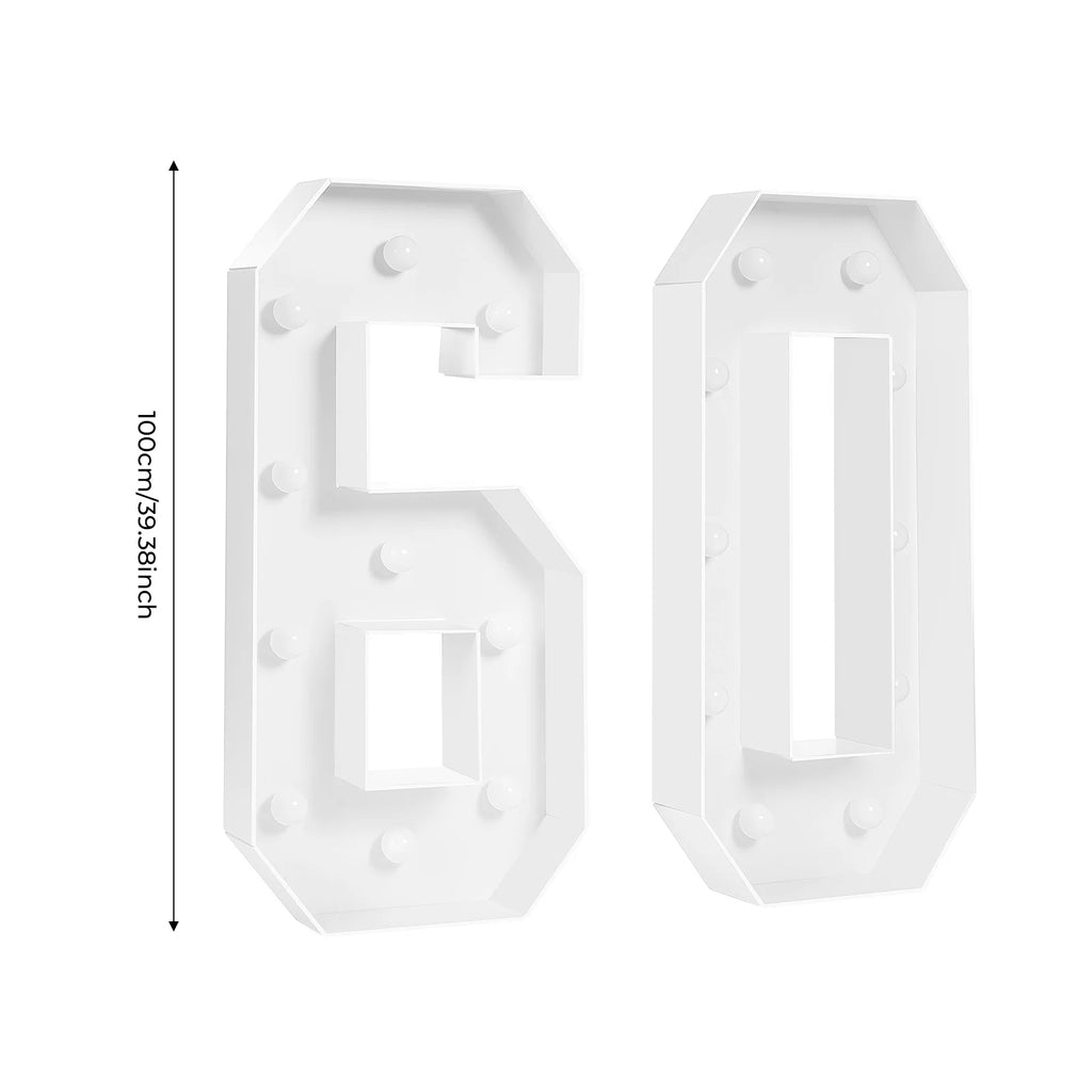 100cm Light Up Numbers DIY Decor Kit for Birthday Parties – 60