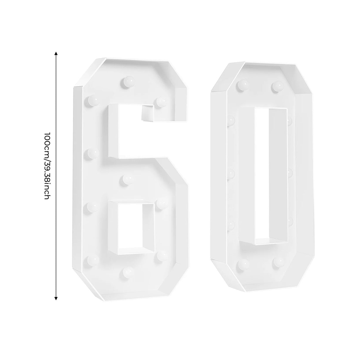 100cm Light Up Numbers DIY Decor Kit for Birthday Parties – 60