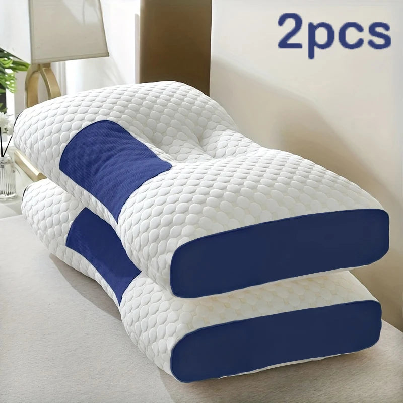 2-Piece Ergonomic Contour Massage Bed Pillows, 48 x 74 cm – Blue 2pcs