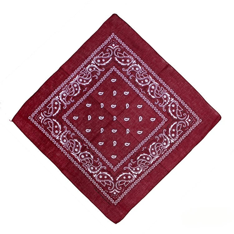Paisley Bandana Head Square Scarf 55x55 cm – wineRed