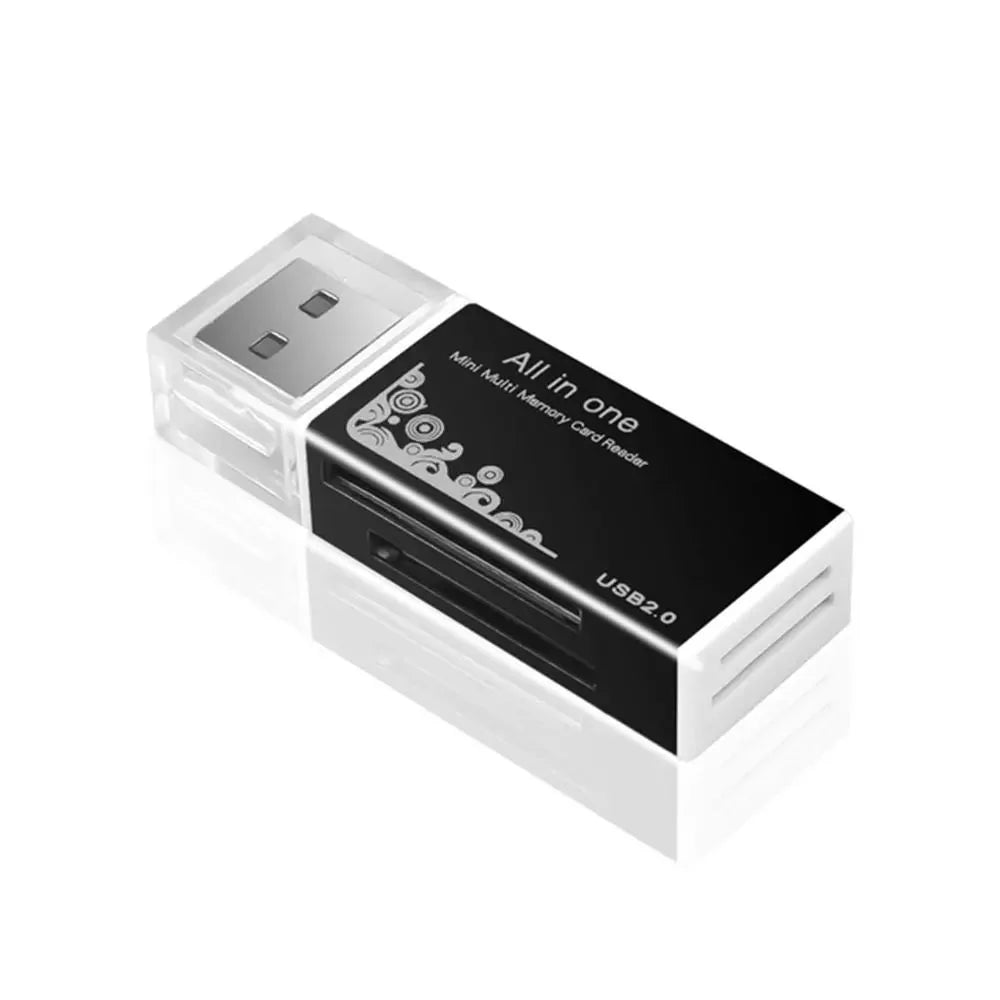 2-in-1 USB Memory Card Reader for SD and TF Cards – 4-Port USB Black